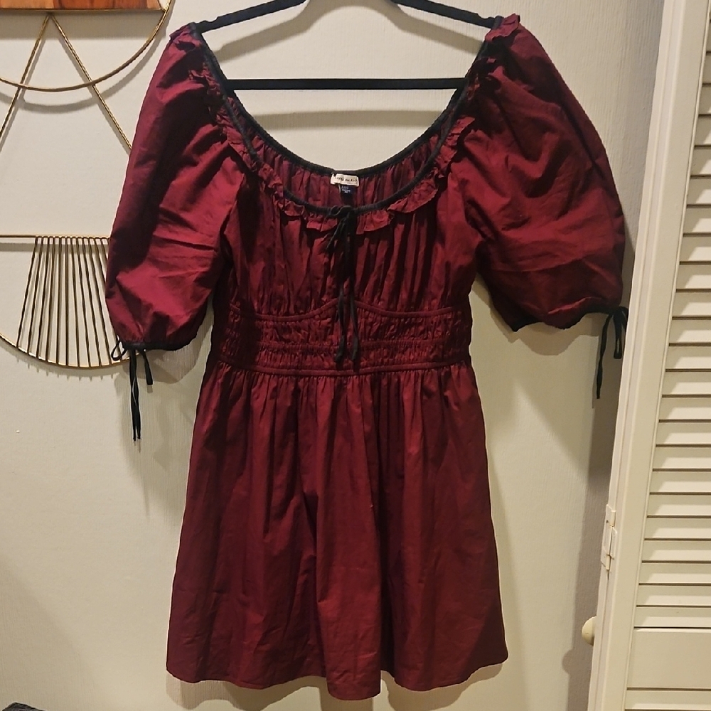 Burgundy Off-Shoulder Dress